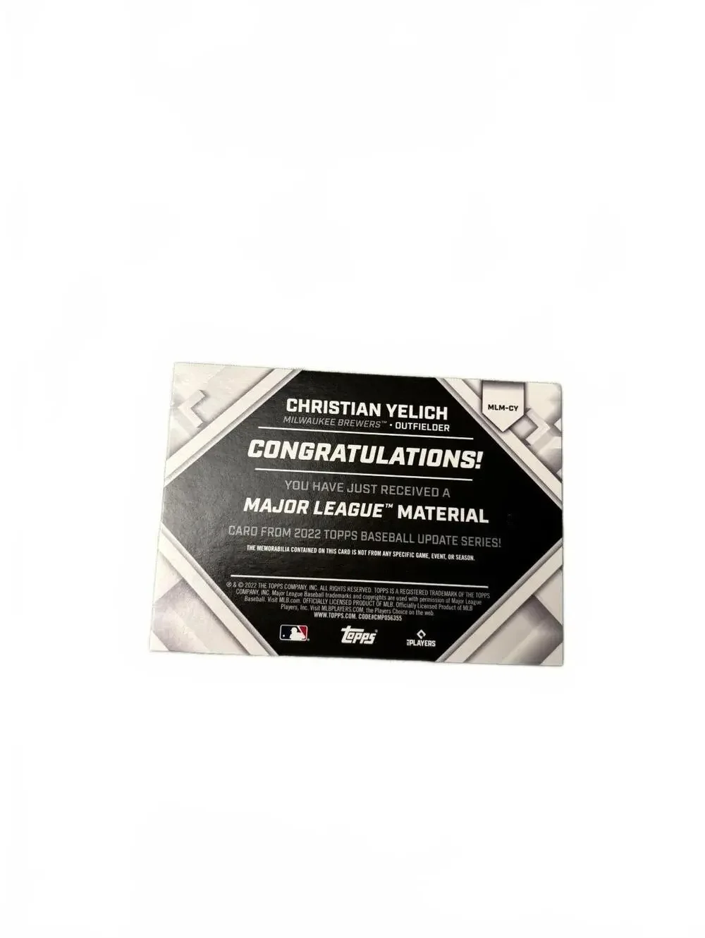 2022 Topps Christian Yelich Game Used Relic Brewers